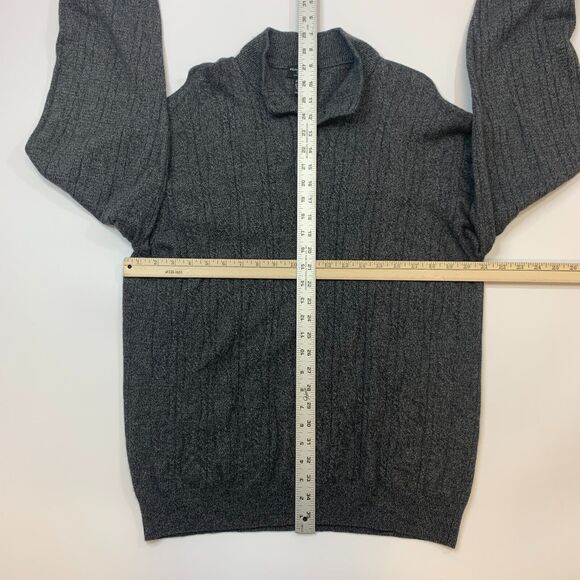 Franco Danti Sweater Mens L Large Charcoal Gray Rayon & Merino Wool Blend Ribbed - Picture 4 of 8
